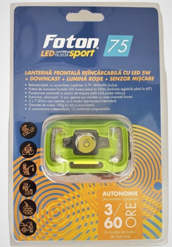 Lanterna frontala FOTON Sport HL5638 cu senzor de miscare